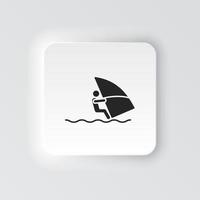 rechthoek knop icoon windsurfen zee. knop banier rechthoek insigne koppel voor toepassing illustratie Aan neomorf stijl Aan wit achtergrond vector