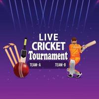 cricket stadion achtergrond met cricketspeler illustratie bal raken vector