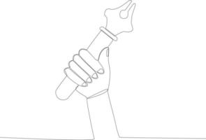 een Rechtsaf hand- Holding een vector pen omhoog