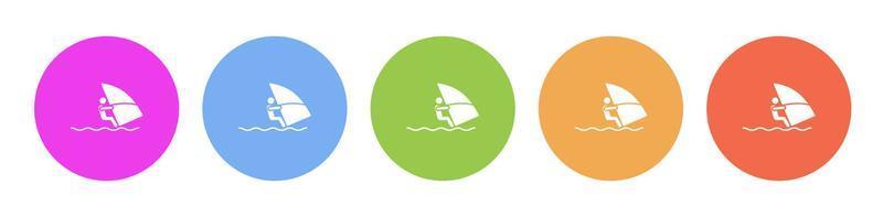 multi gekleurde vlak pictogrammen Aan ronde achtergronden. windsurfen zee veelkleurig cirkel vector icoon Aan wit achtergrond