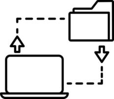 computer, map, internet vector icoon Aan transparant achtergrond. schets computer, map, internet vector icoon