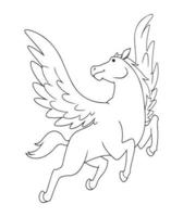 vector illustratie van een Pegasus, vliegend paard met Vleugels. gebruikt voor kleur boek, kleur Pagina's, enz