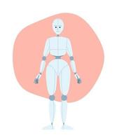 humanoid robot 2d vector geïsoleerd plek illustratie. mensachtig lichaam structuur. robotica wetenschap. vlak karakter Aan tekenfilm achtergrond. kleurrijk bewerkbare tafereel voor mobiel, website, tijdschrift