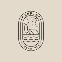 camping lijn kunst logo, pictogram en symbool, met embleem vector illustratie ontwerp