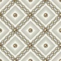 wijnoogst wit, beige patroon met goud figaro kettingen, gouden kralen, schets vierkanten. klassiek vector naadloos achtergrond.