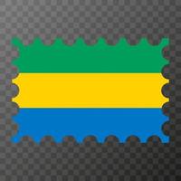 port postzegel met Gabon vlag. vector illustratie.