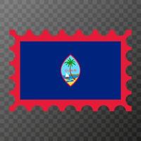 port postzegel met guam vlag. vector illustratie.