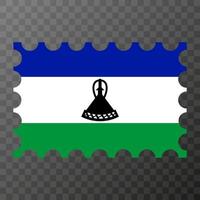 port postzegel met Lesotho vlag. vector illustratie.
