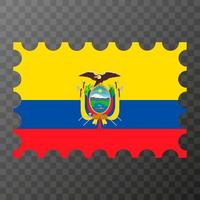 port postzegel met Ecuador vlag. vector illustratie.