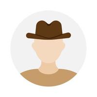 leeg gezicht icoon avatar met cowboy hoed. vector illustratie.