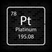 platina neon symbool. chemisch element van de periodiek tafel. vector illustratie.