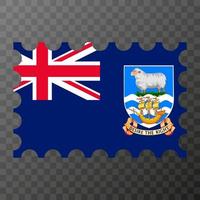 port postzegel met Falkland eilanden vlag. vector illustratie.