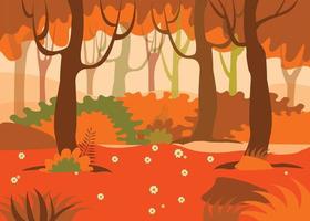 tekenfilm illustratie achtergrond van kleurrijk Woud in herfst. vector