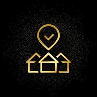 kopen, huis, eigendom, selectie goud icoon. vector illustratie van gouden deeltje achtergrond. echt landgoed concept vector illustratie .