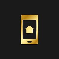 telefoon, huis goud icoon. vector illustratie van gouden stijl icoon Aan donker achtergrond