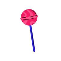 lolly ijslolly zuignap voor kinderen. ronde snoep Aan stok. roze lolly. vector