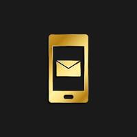telefoon, bericht goud icoon. vector illustratie van gouden stijl icoon Aan donker achtergrond