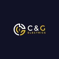 brief c en g elektrisch logo ontwerp vector