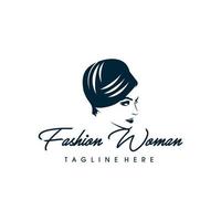 mode logo ontwerp. geweldig een mode silhouet. een mode logotype.vrouw met hoed logo ontwerp vector