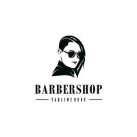 kapper winkel logo ontwerp. haar- salon logo. kapper winkel logo. meisjes haar- salon logo. vector