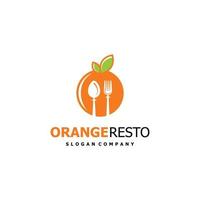 oranje fruit met keuken reeks logo ontwerp inspiratie vector