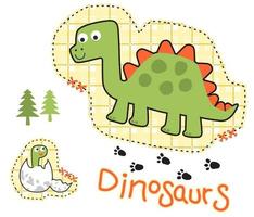 grappig dinosaurus met haar uitgebroed ei, tekenfilm vector illustratie