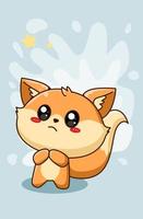 schattige gelukkige kleine vos cartoon afbeelding vector