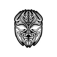 bw vector tatoeëren van polynesisch god masker schetsen