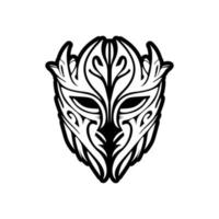 .a vector tatoeëren schetsen van een polynesisch god masker, gedaan in zwart en wit.