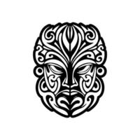 vector tatoeëren schetsen van een zwart en wit polynesisch god masker.