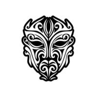 vector schetsen van een polynesisch god masker . bandw tatoeëren stijl