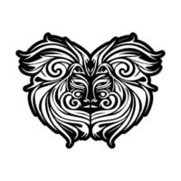 vector tatoeëren schetsen van een zwart en wit polynesisch god masker.