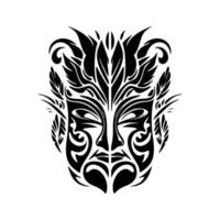 vector tatoeëren van een polynesisch god masker in zwart en wit.