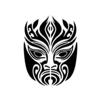 .vector tatoeëren van een polynesisch god masker in monochroom. vector