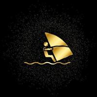 windsurfen zee goud, icoon. vector illustratie van gouden deeltje Aan goud vector achtergrond