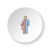 ronde knop voor web icoon, vrouw, Mens. knop banier ronde, insigne koppel voor toepassing illustratie Aan wit achtergrond vector