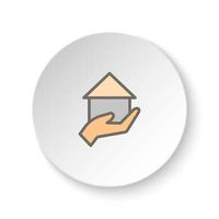 ronde knop voor web icoon, arm, huis, hand- lening, hypotheek. knop banier ronde, insigne koppel voor toepassing illustratie Aan wit achtergrond vector