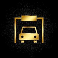 auto, garage goud, icoon. vector illustratie van gouden deeltje Aan goud vector achtergrond