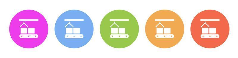multi gekleurde icoon massa productie transportband. knop banier ronde insigne koppel voor toepassing illustratie Aan wit achtergrond vector
