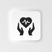 Gezondheid, hart, verzekering, medisch icoon - vector. verzekering neumorf stijl vector icoon. Aan wit achtergrond