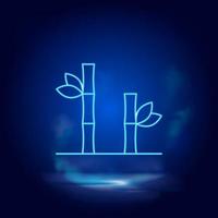 bamboe symbool neon icoon. blauw rook effect blauw achtergrond vector