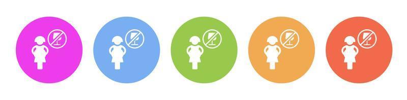 multi gekleurde icoon zwanger verboden drinken alcohol. knop banier ronde insigne koppel voor toepassing illustratie Aan wit achtergrond vector
