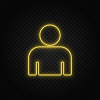 avatar, gebruiker geel neon icoon .transparant achtergrond. geel neon vector icoon Aan donker achtergrond