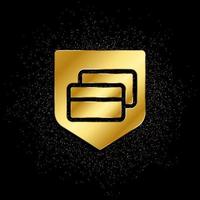 credit, kaart, verzekering, betaling, bescherming goud, icoon. vector illustratie van gouden deeltje achtergrond vector goud achtergrond