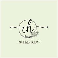 eerste ch vrouwelijk logo collecties sjabloon. handschrift logo van eerste handtekening, bruiloft, mode, juwelen, boetiek, bloemen en botanisch met creatief sjabloon voor ieder bedrijf of bedrijf. vector