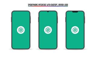 smartphone koppel met open, chatgpt logo icoon, vector