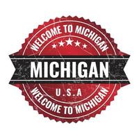 Welkom naar Michigan Verenigde staat van Amerika stempel, icoon, insigne, label, zegel, label, sticker met ons nationaal vlag en grunge effect vector illustratie