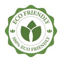 100 procent eco vriendelijk insigne, logo, embleem, icoon, zegel, label, symbool, teken, label met bladeren vector illustratie