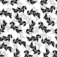 abstract bloemen grafisch naadloos patroon in zwart en wit kleuren. twijgen met bladeren silhouetten achtergrond. illustratie voor behang, inpakken, textiel vector