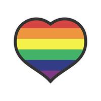 regenboog vlag in hart vorm geven aan. trots lgbtq liefde. lesbienne, homo, biseksueel, transgender, vreemd symbool. vlak icoon geïsoleerd Aan wit achtergrond vector